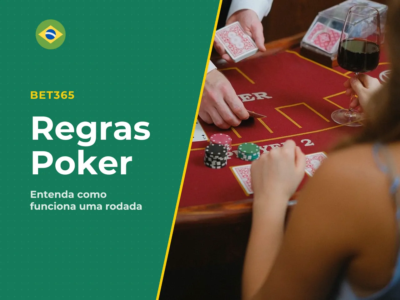 Exemplo prático de uma rodada (Texas Hold'em). Para que as regras não fiquem abstratas, veja como funciona uma rodada completa na prática: **1. Distribuição de cartas (Deal)** O dealer entrega duas ca